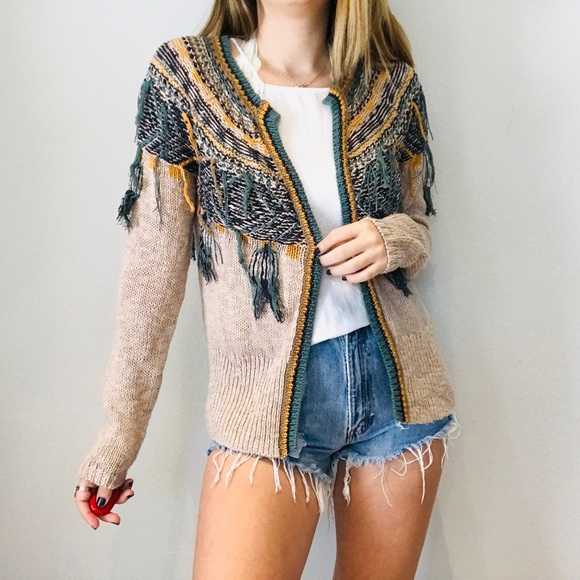 BKE Sweaters - BKE Gimmicks Fringe boho cardigan